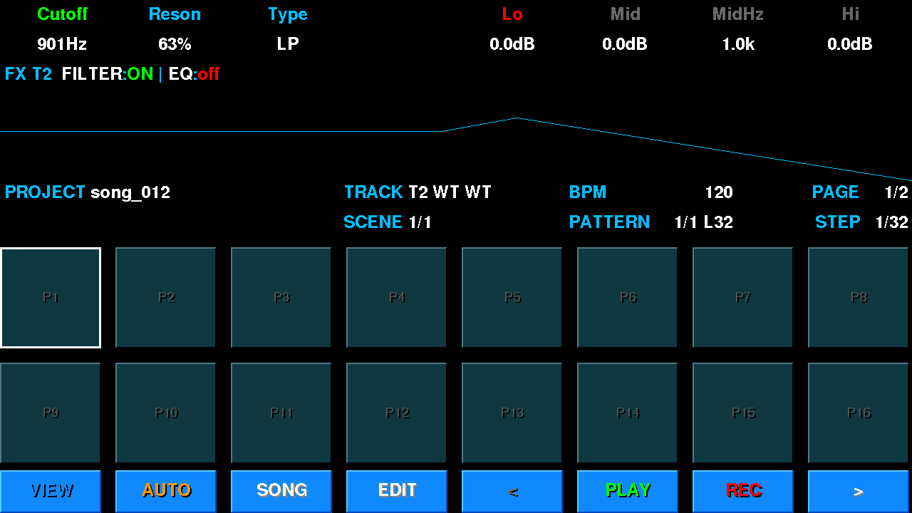 The FX page on the knobs